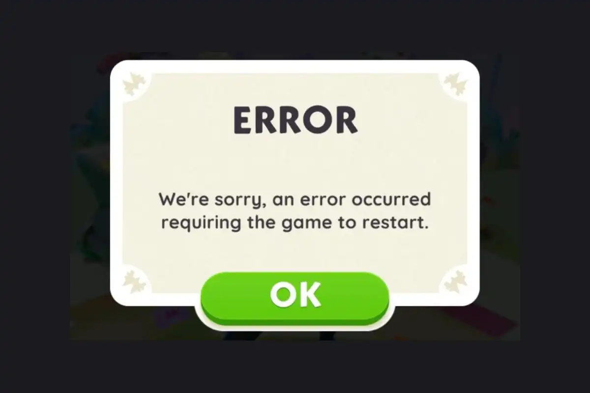 We're Sorry An Error Occurred Requiring The Game To Restart